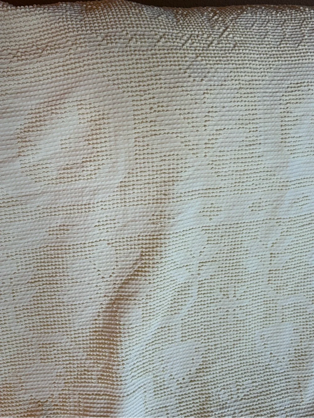 Vintage Cream Woven Fringe Large Blanket